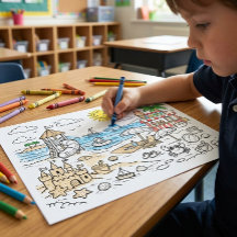 At The Beach Coloring Page