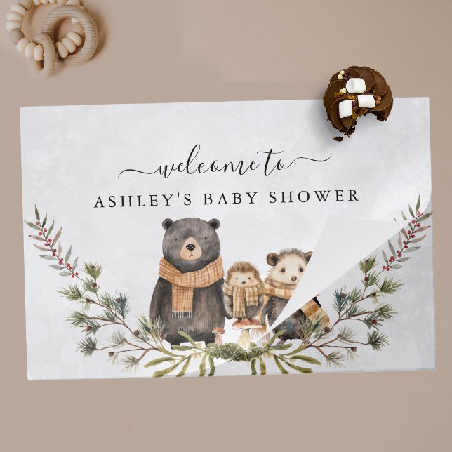 Bloc De Hojas Autumn Woodland Forest Bear Baby Shower (Subido por el creador)