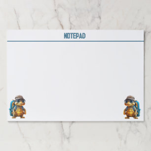 Bloc De Hojas Aventurous Cute Turtle con mochila,