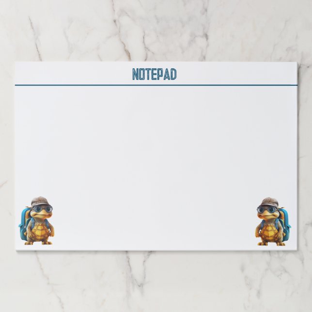 Bloc De Hojas Aventurous Cute Turtle con mochila, (Anverso)