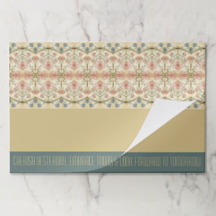 Bloc De Hojas Banda Azul Y Beige Con Placematas De Papel Floral