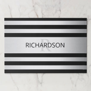 Bloc De Hojas Bandas de color negro y negro de imitación de plat