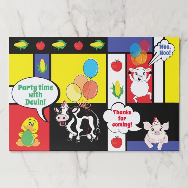 Bloc De Hojas Barnyard Animals Birthday Party Placemat Paper Pad (Anverso)