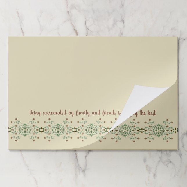 Bloc De Hojas Beige Con Gran Placemat De Papel Elegante Y Verde  (Plegada)