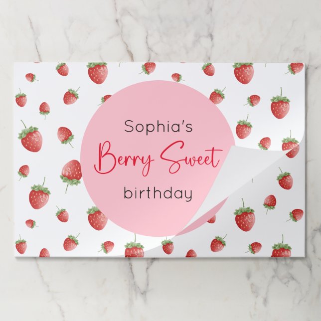 Bloc De Hojas Berry Sweet Strawberry Birthday Placemat (Plegada)
