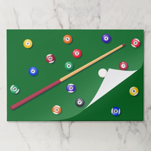 Bloc De Hojas Billiards Birday Party Pool Cue Paper Placemats (Plegada)
