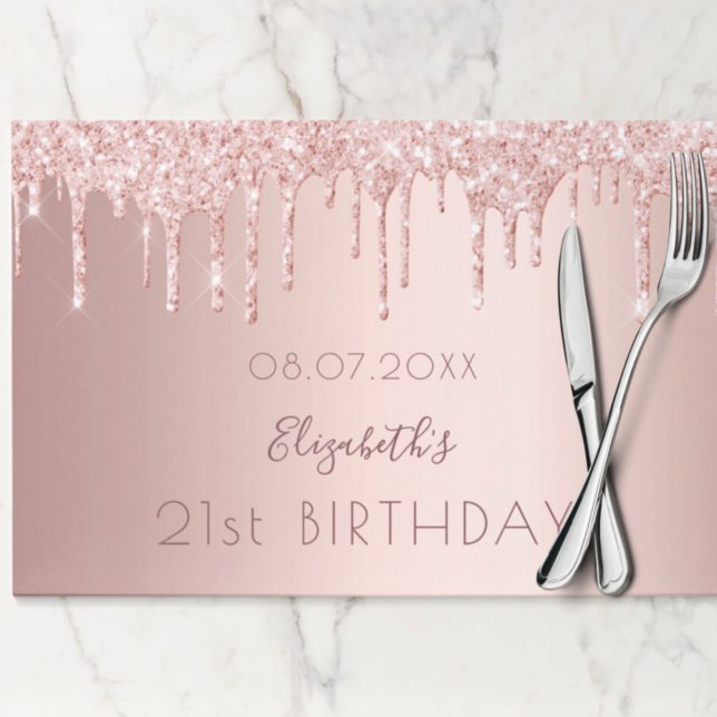 Bloc De Hojas Birthday party rose gold glitter paper placemat (Subido por el creador)