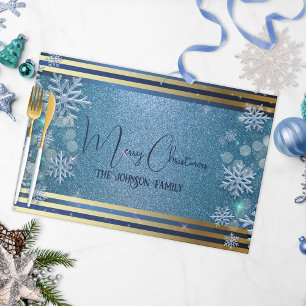 Bloc De Hojas Blue Gold Xmas Winter Wonderland Paper Placemat