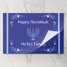 Bloc De Hojas Blue HANUKKAH Menorah Personiz NAME Placemat
