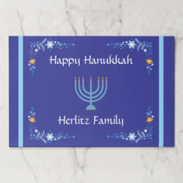 Bloc De Hojas Blue HANUKKAH Menorah Personiz NAME Placemat
