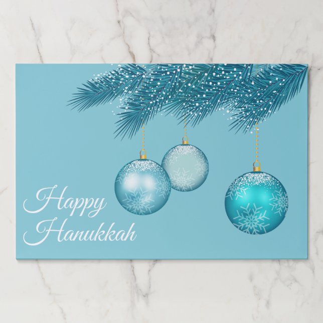 Bloc De Hojas Blue Hanukkah Ornament Placemat Paper Pad (Anverso)