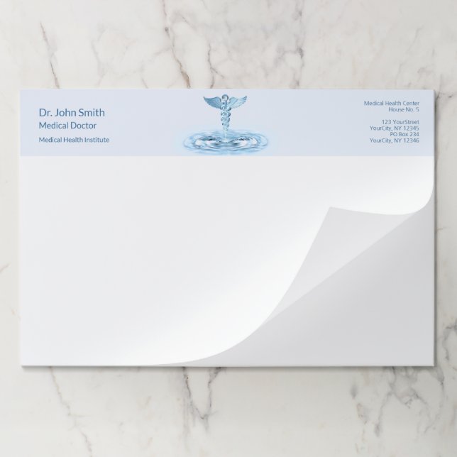 Bloc De Hojas Blue Hermes Rod Water Ripples Medical Caduceus (Plegada)