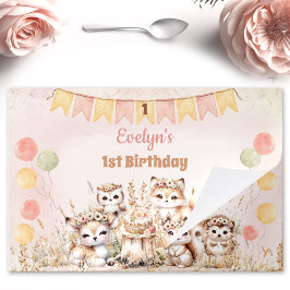 Bloc De Hojas Boho Animals 1er cumpleaños Placemat de papel desg