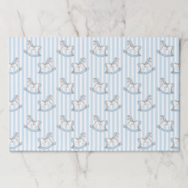 Bloc De Hojas Caballo de madera azul claro para bebé ducha