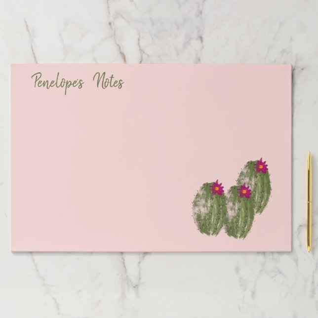 Bloc De Hojas Cactus acuarela en flor con tu nombre (In situ)