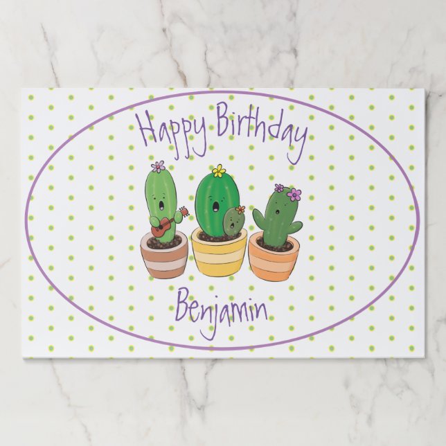 Bloc De Hojas Cactus gracioso trío ilustracion personalizado (Anverso)