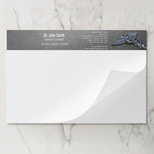 Bloc De Hojas Caduceto médico profesional cromado - Pad de papel (Plegada)