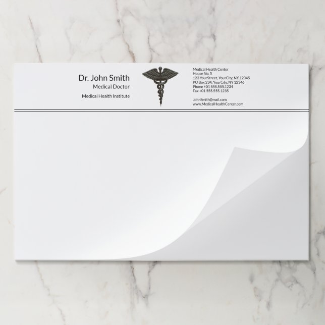 Bloc De Hojas Caducto médico simple profesional Blanco negro (Plegada)