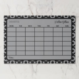 Bloc De Hojas calendario de mes de personalizado negro gris