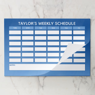 Bloc De Hojas Calendario escolar semanal personalizado de Blue O