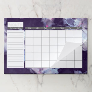 Bloc De Hojas Calendario mensual cepillado púrpura del extracto