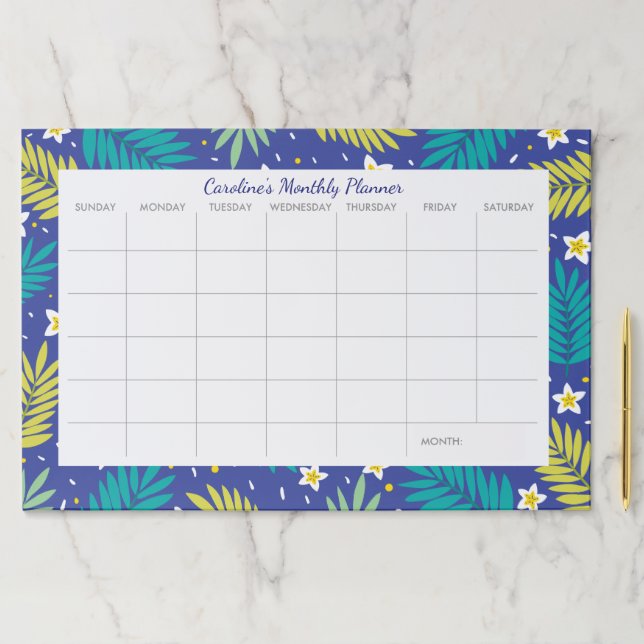 Bloc De Hojas Calendario mensual de encargo floral tropical del (In situ)