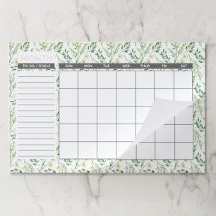 Bloc De Hojas Calendario mensual de hierba botánica verde primav