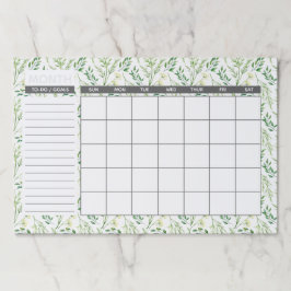 Bloc De Hojas Calendario mensual de hierba botánica verde primav