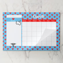 Calendario mensual personalizado del tema de enfer