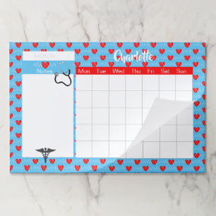 Bloc De Hojas Calendario mensual personalizado del tema de enfer