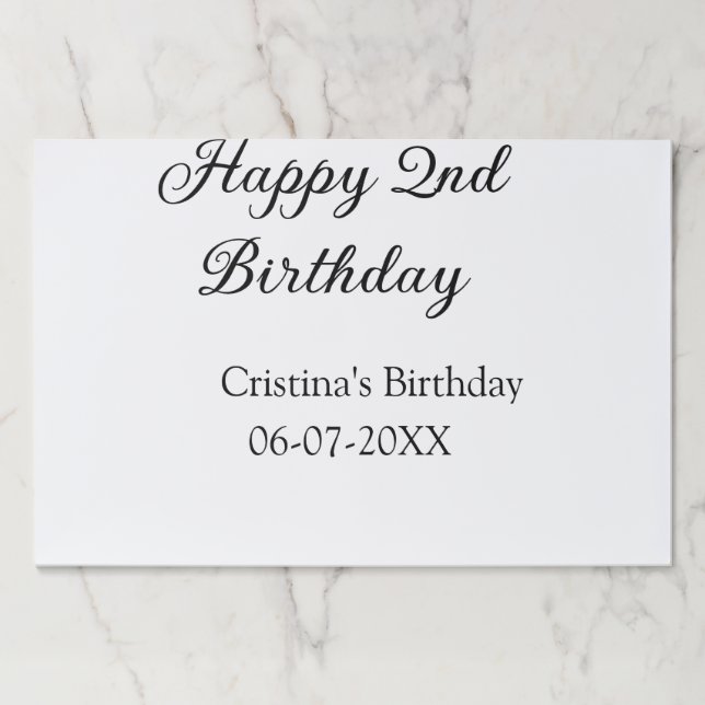 Bloc De Hojas caligrafía simple mínimo feliz segundo cumpleaños (Anverso)