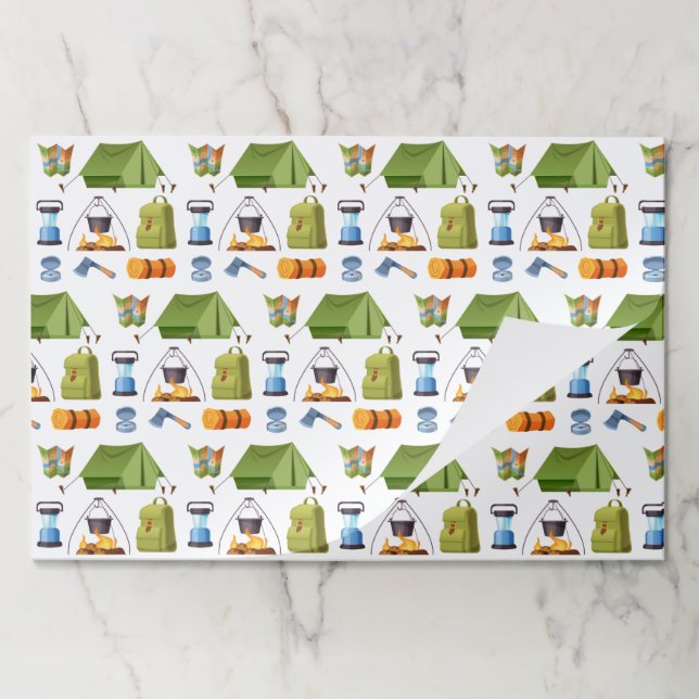 Bloc De Hojas Camping Camp Tent Birday Party Paper Placemats (Plegada)