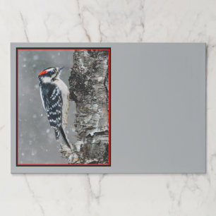 Bloc De Hojas Carpintero lechoso en nieve - Fotografía original