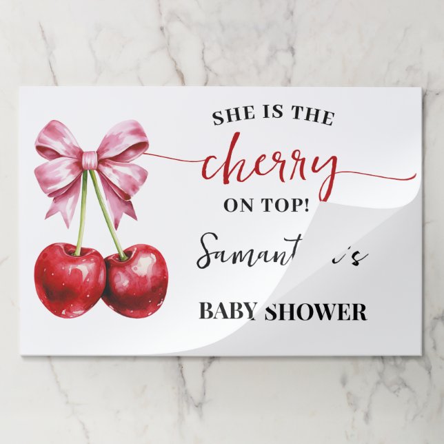 Bloc De Hojas Cherry Coquette Baby Shower Tear Away Placemat (Plegada)