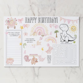 Bloc De Hojas Chica rosa Dinosaurio Cumpleaños Actividad Placema