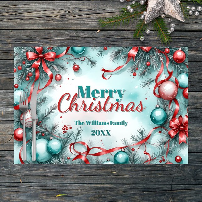 Bloc De Hojas Cintas rojas Pine Boughes Navidades Placemat papel (Subido por el creador)