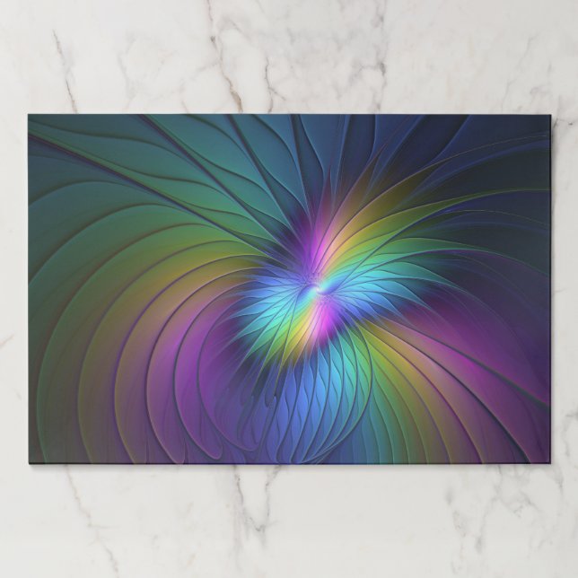 Bloc De Hojas Colorido Con Azul Moderno Resumen Arte Fractal (Anverso)