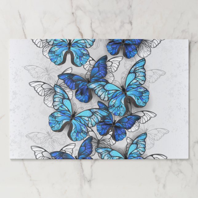 Bloc De Hojas Composición de las mariposas blancas y azules (Anverso)