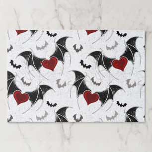 Bloc De Hojas Corazón de Halloween con alas de murciélago negro