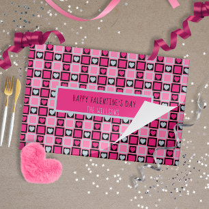 Bloc De Hojas Corazón negro gris rosado Placemat de papel de San
