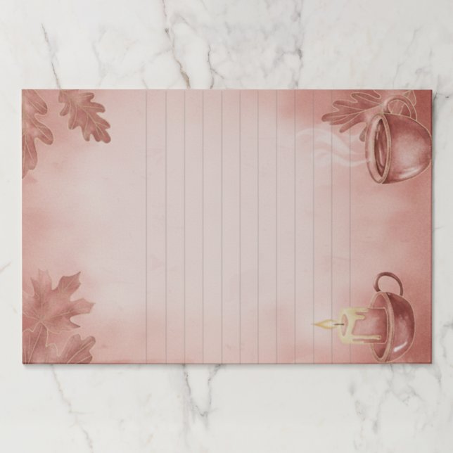 Bloc De Hojas Cozy Autumn Journaling Page with Line Art and Mugs (Anverso)