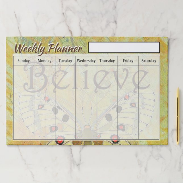 Bloc De Hojas Creer hojas semanales de planificación de mariposa (In situ)