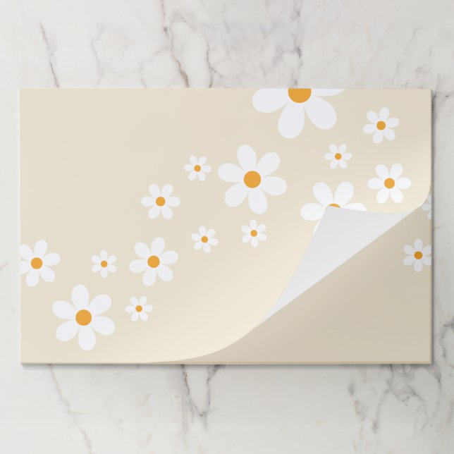 Bloc De Hojas Crema de cumpleaños Retro Daisy groovy Placemat (Plegada)