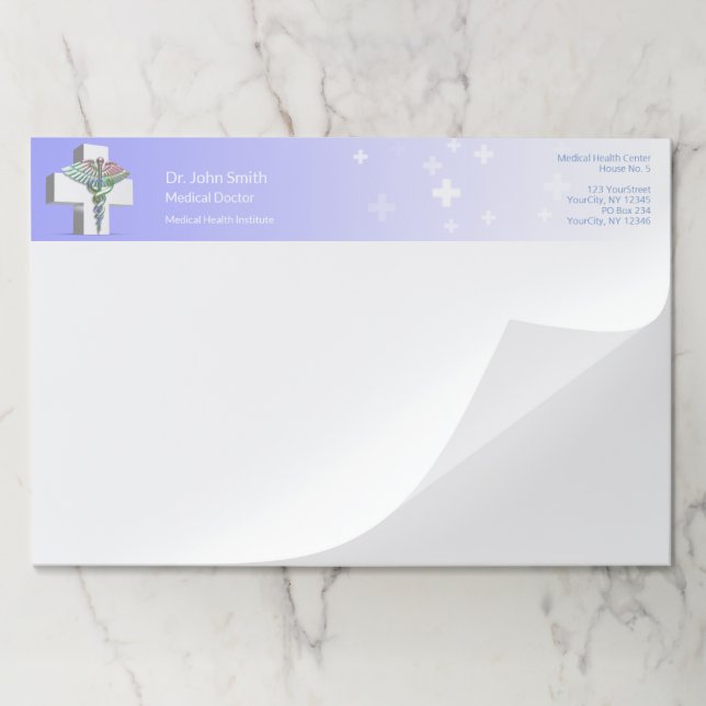 Bloc De Hojas Cruz Blanca Holográfica Médica 3D Caduceus (Plegada)