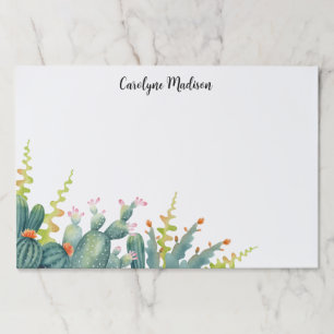 Bloc De Hojas Cuadros de agua Suculento Cactus Custom Name Paper