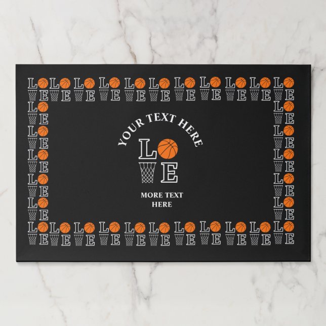 Bloc De Hojas Cumpleaños del baloncesto, Placemats de papel del  (Anverso)