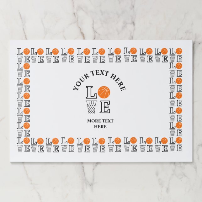 Bloc De Hojas Cumpleaños del baloncesto, Placemats de papel del  (Anverso)