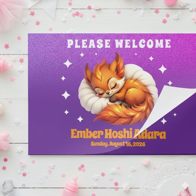 Bloc De Hojas Cute Fox Cub Asleep in Starry Night Sky (Cute Fox Cub Sleeping in Starry Night Sky Baby Shower Paper Placemat Cover Photo)