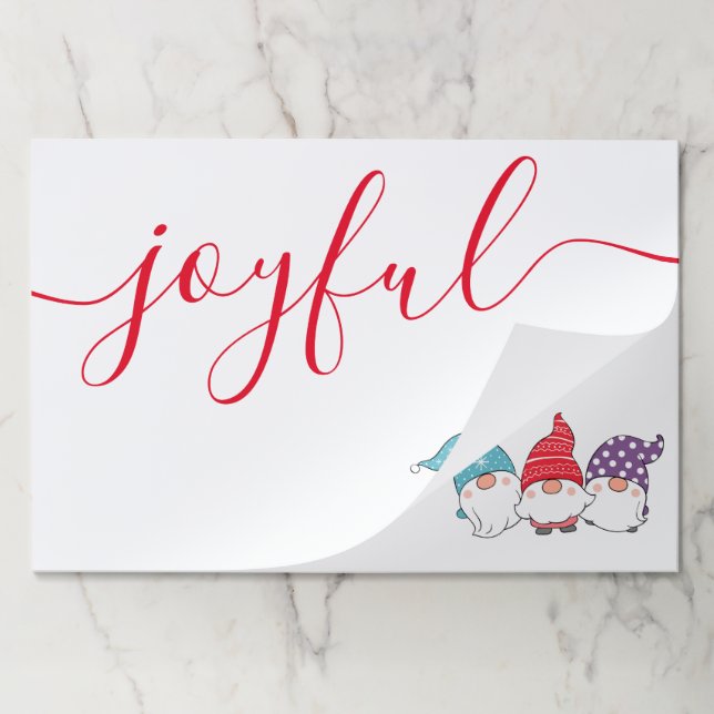 Bloc De Hojas Cute Gnomes Joyful Script Navidades papel placemat (Plegada)