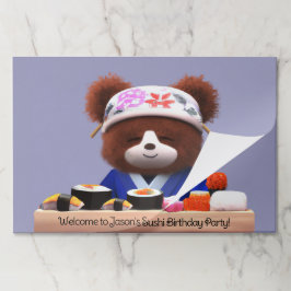 Bloc De Hojas Cute Teddy Bear Sushi Chef Fiesta de Cumpleaños